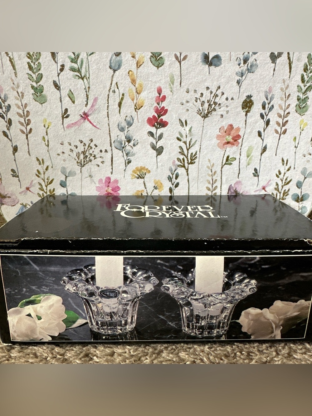 Vintage Set of Two New Forever Crystal Clear Candle/Votive Holders VTG 90s 80s